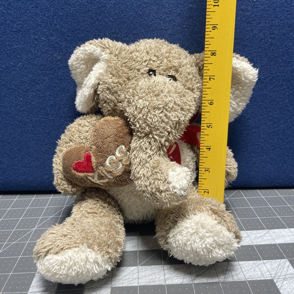 Dan Dee Brown Elephant Plush Kiss Heart 10 Inch Valentine Stuffed‎ Animal Toy